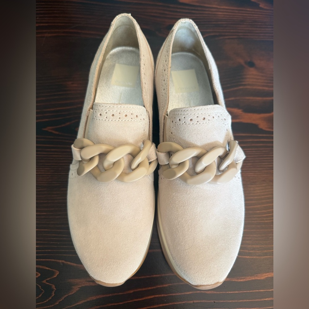 Women's Beige Dolce Vida Loafers with Chain Detail